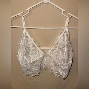 Free People Everyday Lace Longline Women's Large White Bra Bralette‎